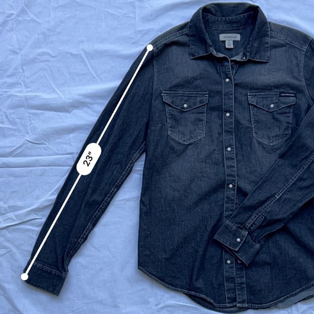 Calvin Klein Chambray Button Down Shirt - Grey - Size S - Picture 10 of 10